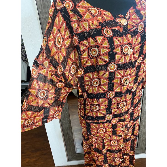 David Dart | Force One Vintage Georgette Sheer Button Front Sun Dress Swim Cover - Picture 3 of 7